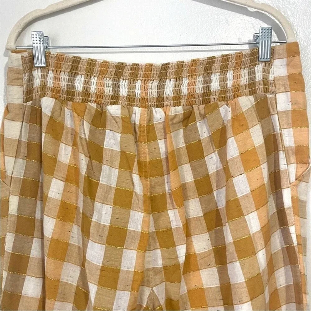 Ace & Jig Polly Plaid Cotton Wide Leg Pants in Fez Size L